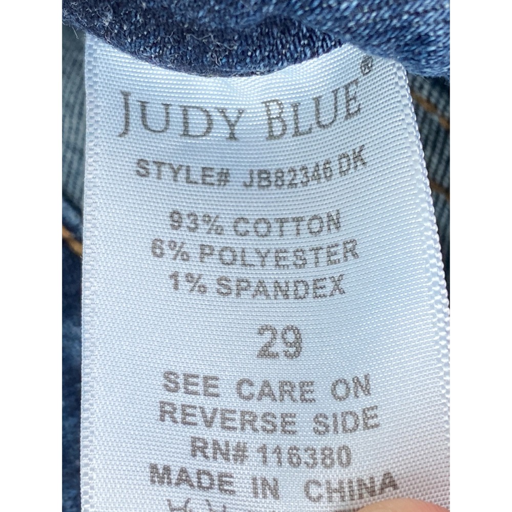 Judy Blue Boyfriend Fit Jeans 29 Blue Medium Wash Splatter High Rise JB82346 - Picture 11 of 12